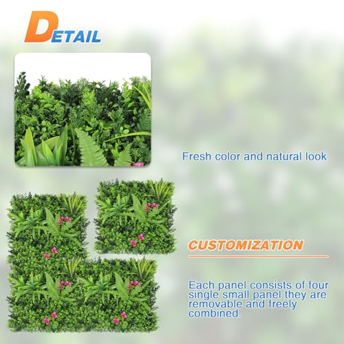 TANG 20"x20"-1PC Artificial Greenery Boxwood Panels Grass Wall Panel, Faux Privacy Fence Ivy Screens Backdrop Fake Hedge for Indoor Outdoor Wedding Décor, Style-12 - color: 20"x20" Panel-12, size: 20"x20"