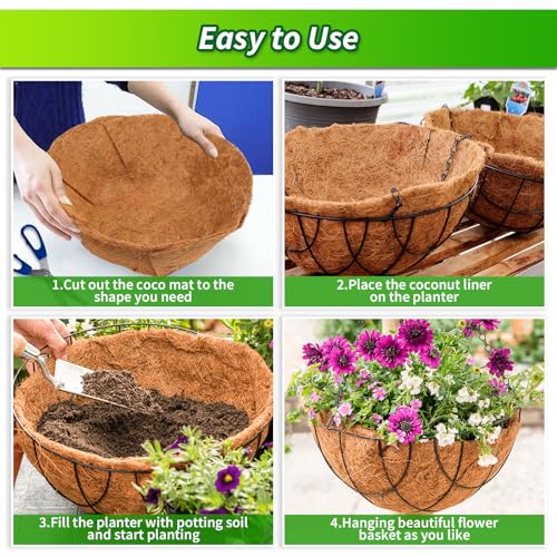 Legigo 16X120 Inch Natural Coco Liner Roll, Coconut Liners for Planter Window Box Hanging Basket, Coconut Coir Roll Coco Fiber Mat for Garden Decoration DIY Moss Poles Pet Pad Reptiles Carpet - size: 16x120 inch