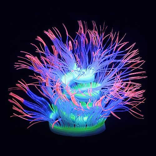WishLotus Fish Tank Coral Ornaments, Artificial Soft Silicone Aquarium Coral Decorations Colorful Lifelike Glowing Fish Tank Decorations Accessories for Aquarium Landscaping (Orange) - color: Orange