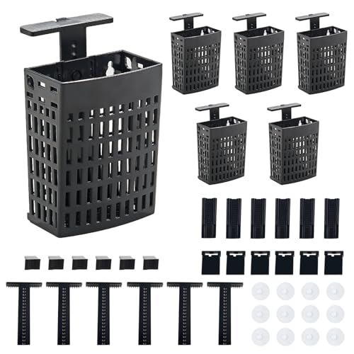 6pcs Upgraded Adjustable Aquarium Plant Holder，Fish Tank Plants Holder,Fish Tank Aquaponics Plant Cultivation and Aquarium Landscape Decoration with Hooks and Suction Cup(Black) - color: Black, size: 6 Pack