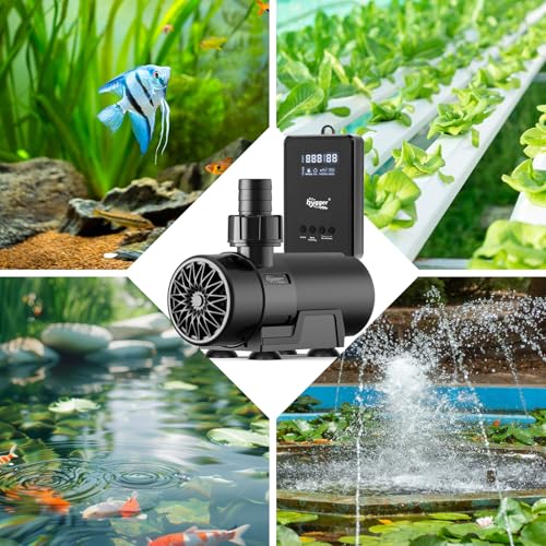 hygger 15W-100W Water Pump with Controller (Up to 3430GPH), Submersible/Inline Return Pump with Adjustable Mode/Flow, 2 Fountain Pump with 2 Inlet Cover and 3 Nozzles, for Fish Tank, Pond, Aquarium - size: 2509GPH-70W