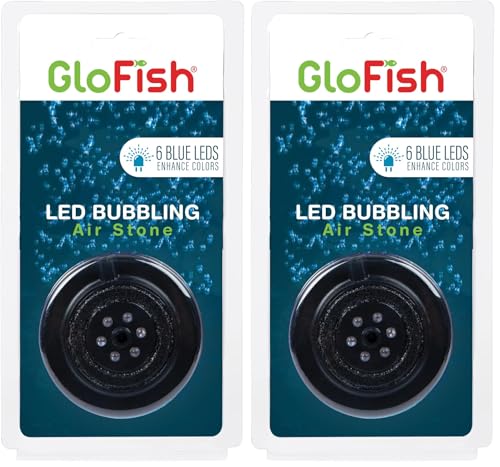 GloFish Blue LED Bubbler, Aquarium Lights with Air Stone for Fish Tanks 2.6-Inch x 4-Inch x 0.5-Inch (Pack of 2) - size: 2.6-Inch x 4-Inch x 0.5-Inch (Pack of 2)