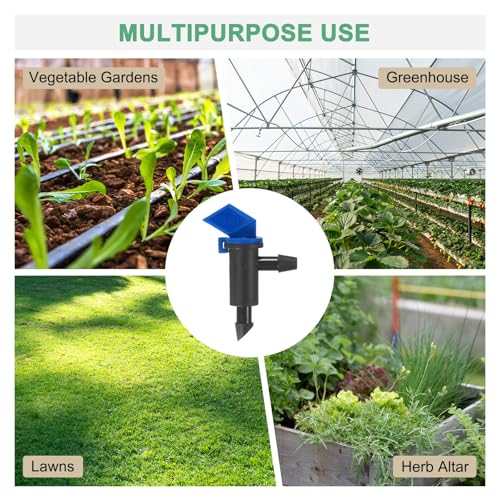 M METERXITY 200-Pack Flag Irrigation Dripper Emitter, 8L/H 2 GPH Plastic Drip Irrigation Connect for Garden/Trees/Herbs/Aquarium, Irrigation System Parts Tool [Black]