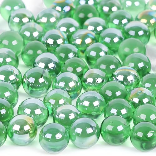 DomeStar 1LB Glass Marbles, Marbles Bulk 0.63 Inch Vase Fillers Green Glass Beads for Fish Tank Home Decor - color: Green