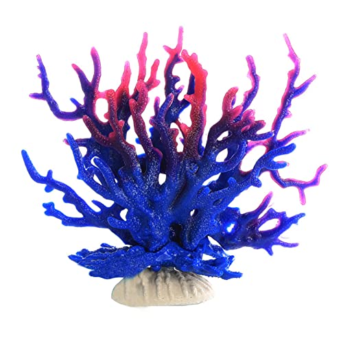 Gigicloud Artificial Aquatic Plants Fish Tank Fake Coral Multi-Purpose Pollution-Free Simulation Water Grass Small Aquarium Plants Artificial Aquarium Decoration - color: Ct107 Blue Purple