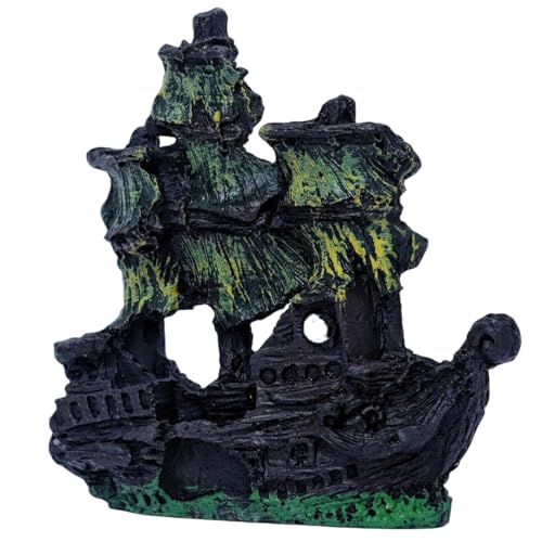 Aquarium Decorations Ornament Small Sailboat Pirate Ship Glass Fish Tank Decoration Fish Shelter Freshwater Saltwater Decor