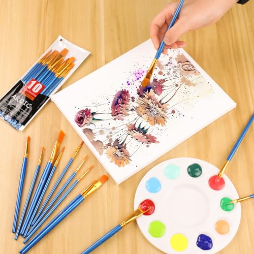 AROIC Acrylic Paint Brush Set, 24pack/240pcs Nylon Hair Paint Brushes for Acrylic Painting, Artist Craft Paint Brushes Supplies, Kid Adult Watercolor Oil Paint Brush Kit - color: Blue, size: 240pcs
