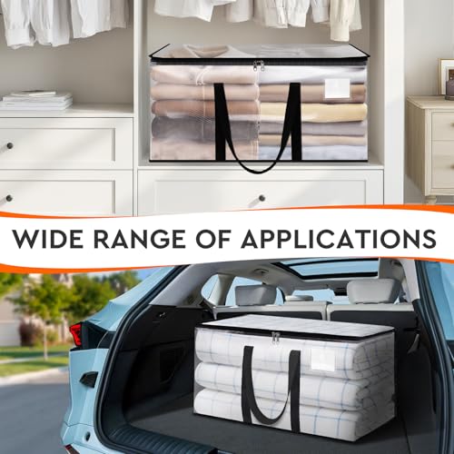 HomeHacks Clear Moving Bags Heavy Duty 8 Pack, Storage Bags with Zipper, Extra Thick Handles & Waterproof Packing Boxes for Moving, Camping, Home Organization 76L/20Gal (28.7"x11.8"x13.8") - size: 76L