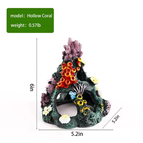 10PCS Fish Tank Decorations Coral Aquarium Decor, Resin Coral Mountain Cave Fish House, Betta Fish Hideout for Rest Hide Play Breed, Aquarium Decor Accessories with Plants