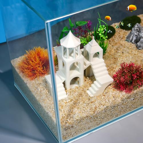 Aquarium Undergravel Fish Tunnel Hide Cave Corner Castle Tank Decorations Under Gravel Viewing Tunnel Fish & Shrimp Cave for Aquarium Hideout(White,Style C) - color: White, style: Style B