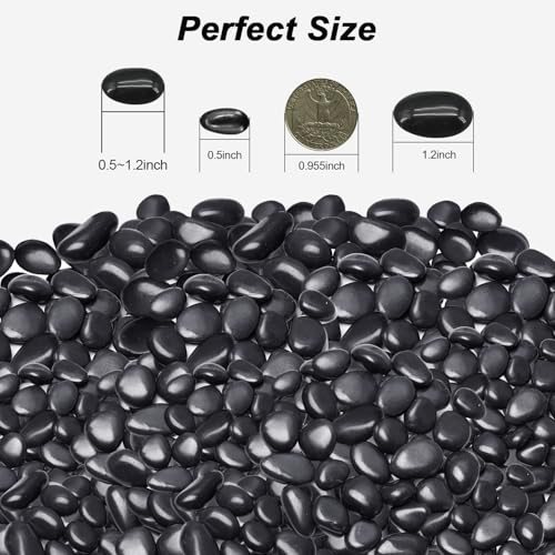 Pebbles for Indoor Plants,Virekm River Rocks,Decorative Ornamental Pebbles,Garden Landscaping Stones Gravel Filler for Home Decoration Flower Bed Fish Tank Plants Vases Succulents (10 Pounds) - color: BLACK, size: 10 Pounds