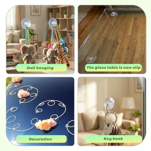 30Pcs 20mm/0.79" Furniture Desk Glass Transparent Anti-Collision Suction Cups Small Rubber Suction Cups for Glass Table Tops, Furniture, Desk, Bumper Protection Without Hooks