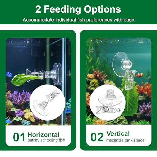 LLOUSSAK 8Pcs Transparent Aquarium Suction Cups with Clips, Plastic Fish Feeding Tool, Plant Holder for Fish Tank, Underwater Fishes Feeder Accessories, Fishes Tank Accessories