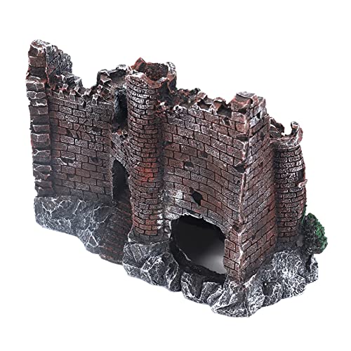 Tyenaza Fish Tank Castle Decoration, Aquarium Castle Decoration, Lifelike Hideout Resin Fish Tank House Ornament for Saltwater Freshwater