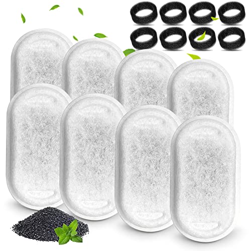 Cat Water Fountain Filters, Compatible with Stainless Steel Pet Fountain 8 Filters with 8 Sponges Replacement Filters for Cat Fountain (8 Filters& 8 Sponges) - size: 8 Filters& 8 Sponges