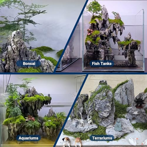 Dragon Stone Aquarium Rock Seiryu Stone for Aquariums, Fish Tanks, Bonsai, Terrariums, Wargaming Dioramas, Indoor or Outdoor Gardens-40lb(2-10 Inch) - size: 40Lb（2-10inch）