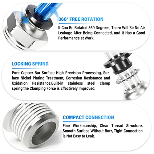 TAILONZ PNEUMATIC Male Straight 3/8 Inch Tube OD x 1/2 Inch NPT Thread Push to Connect Fittings PC-3/8-N4 (Pack of 20) - size: 3/8"OD x 1/2"NPT