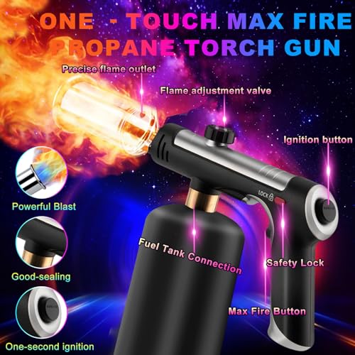 ARTFLAMM Powerful Propane Torch Gun, Kitchen Cooking Torch, Culinary Torch Campfire Starter, Adjustable Grill Torch for Searing Steak, BBQ(Propane Tank Not Included) - color: Option 1