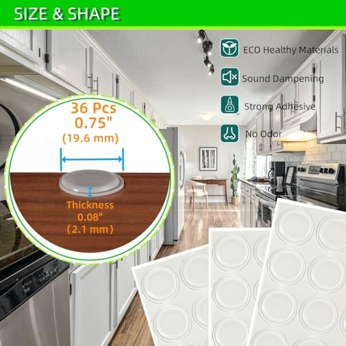 Glass Table Top Anti Slip Pads - Furnigear 3/4" Glass Table Top Bumpers Grippers Non Slip Sticker Self Adhesive Rubber Pad Feet for Cutting Board, Furniture, Laptop, Under Glass - Round Clear 36 Pcs - size: Big Round 36pcs