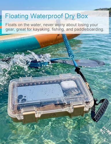 Hlotmeky Waterproof Box Dry Box Watertight Storage Box for Boat Waterproof Containers Hard Protective Case Phone Case for Kayaking, Boating & Fishing Floating Kayak Tackle Boxes 10" L x 5" W x 2.5" H
