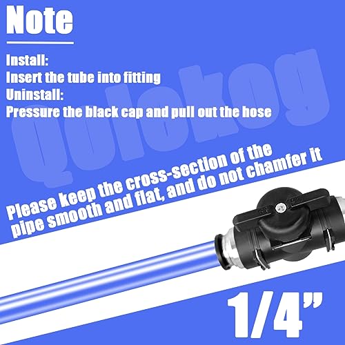 Pneumatic Valve 1/4 inch Push to Connect Fittings Ball Valve Air Flow Control Valve Air Quick Connect Air Line Fittings (5Pcs)