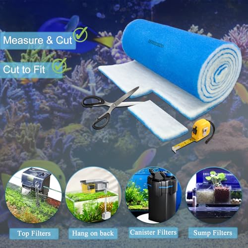 Aquarium Filter Floss for Fish Tank Filters, Aquarium Filter Pad - Media Roll for Crystal Clear Water (90 Inch Long, 12 Inch Wide) - size: 90 Inch Long