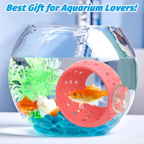 Fhiny Betta Tunnel, Aquarium Betta Fish Hideout with Suction Cup Fish Tank Tunnel Shrimp Cave Aquarium Decor Fish Tank Accessories for Small Fish Shrimp Betta Guppy Hiding Resting (Orange)
