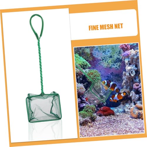 Kisangel 2pcs Fine Mesh Aquarium Fish Nets with Plastic Handles 4-inch Square Scoop Nets for Pond and Fish Tank Cleaning for Aquarium Maintenance