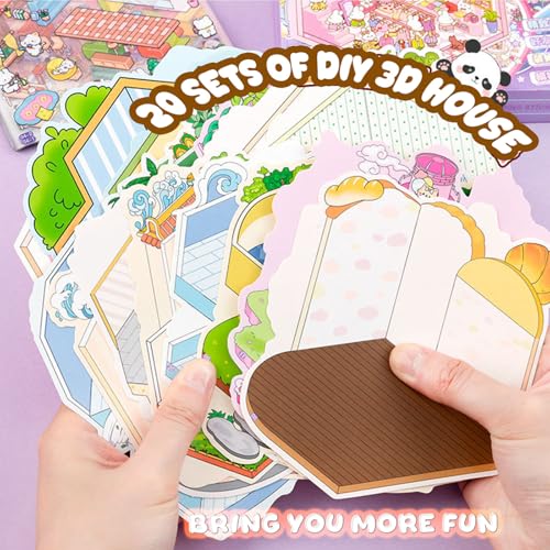 3D Sticker Scene Book for Adults, 20pcs DIY House Stickers Therapy Stress Relief DIY Craft with 2 Tweezers, Creative Funny Gift for Christmas - color: B2-box-20sets