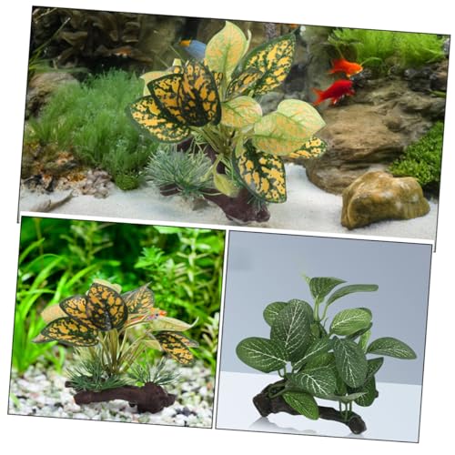 2pcs Aquarium Artificial Plastic Plants Fish Tank Accessories Leaf Hammock Pad Small Tank Decorations Plastic Fish Hides for Betta and Goldfish