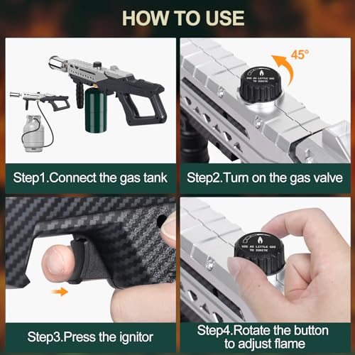 Semlos Propane Torch Head, Powerful Flame Thrower Gun, Adjustable Charcoal Lighter, Searing Torch for BBQ, Camping, Welding (Propane Tank Not Included) - color: Black