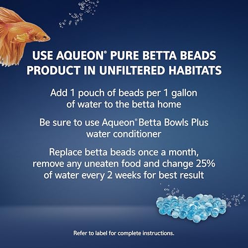 Aqueon PURE Betta Beads, Water Care for Unfiltered Aquariums, Maintains Clear Water and Helps Breakdown Organic Sludge, Blue
