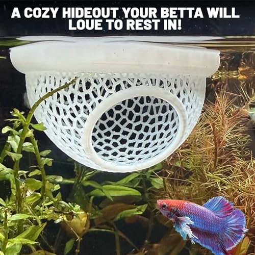 Aquarium Floating Betta Fish Skins, Suitable for Fighting Fish, Shrimp, and Small Fish Multi-Functional Hammock, Aquarium Hiding Feeding Decorative Accessories (White)