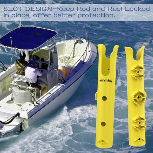 Aventik Tube Fishing Rod Holder Bracket Wall Mounted Boat Side Mount Tool Holder Tube Links with Screws 1/2/3/4/6 Pole Tube Fishing Rod Holders - color: 2-Pole Yellow