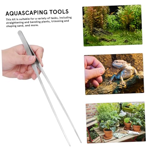 Mipcase 1set Aquascaping Tool Kit Aquarium Scissors Tweezers and Scraper for Plant Trimming and Fish Tank Maintenance Terrarium Cleaning Set