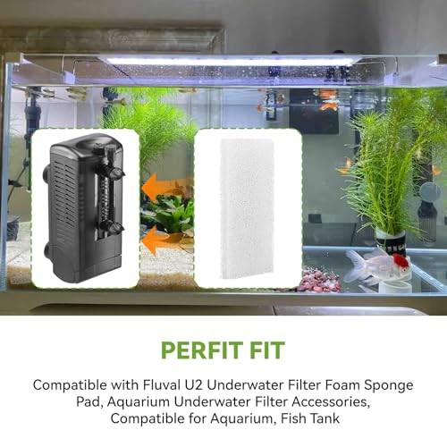 4 Pcs Aquarium Bio Sponge Foam Filter Pads Compatible with Fluval U2 Underwater Filter Foam Sponge Pad, Aquarium Underwater Filter Accessories, Compatible for Aquarium, Fish Tank, White, A486