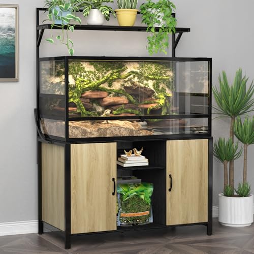 GDLF Reptile Tank Stand Terrarium Stand with Cabinet for Accessories Storage 48" X 24" Tabletop Fits up to 120 Gallon Bearded Dragon, Reptile Terrarium,Turtle Tank,Natural Wood Color - color: Natural, size: 48" x 24"