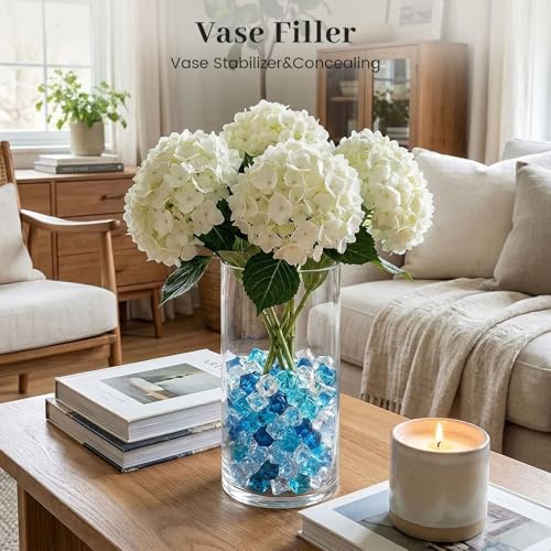 DomeStar 1050PCS Small Mixed Blue Fake Ice Rocks Vase Fillers, Aquarium Gravels Small Stones for Fish Tanks Decorations Home Table Scatter (0.4 * 0.6) - color: Gradual Change Blue