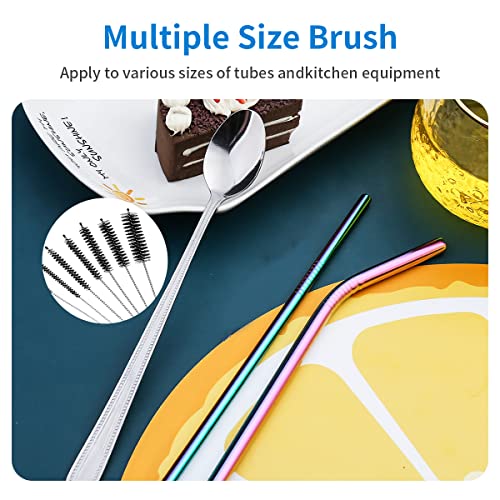 10PCS Flexible Drain Brush Straw Cleaner Brush Set,Pipe Cleaners Brush,61Inch Stainless Steel Double-Ended Hose Brush 8.2Inch Nylon Long CPAP Tube Cleaning Brush for Home Kitchen Sink Plumbing - color: Black