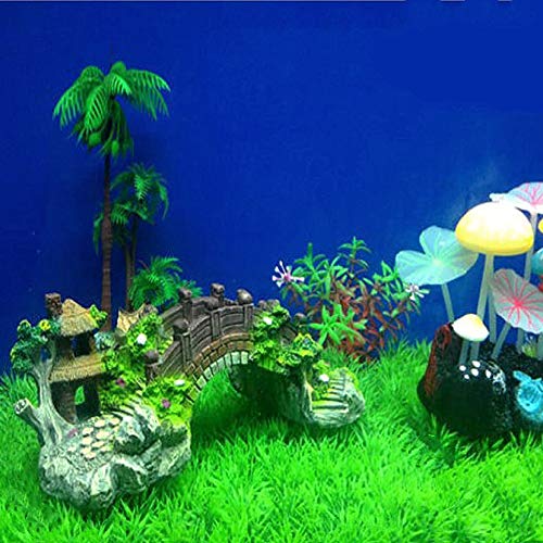NA Aquarium Ornament Resin Arch Bridge Tree Pavilion Artificial Bridge Model for Garden Decor Fish Tank Landscape Accessories