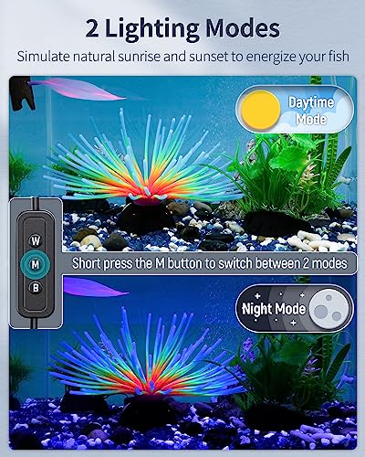 Pawfly 14W Aquarium LED Light for 18 to 24 Inch Fish Tanks Extendable Fish Tank Light with Full Spectrum Brilliant White Blue Red Lights with Daytime & Night Modes and Adjustable Brightness - color: Basic, size: 18"-24"