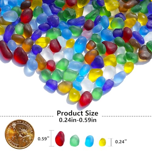 QYGL Sea Glass Stones - 0.55LB Colorful Frosted Glass Pebbles Gemstones - Perfect for Aquarium Rocks, Fish Tank Gravel, Vase Fillers, DIY Crafts, and Home Decor - color: Colorful