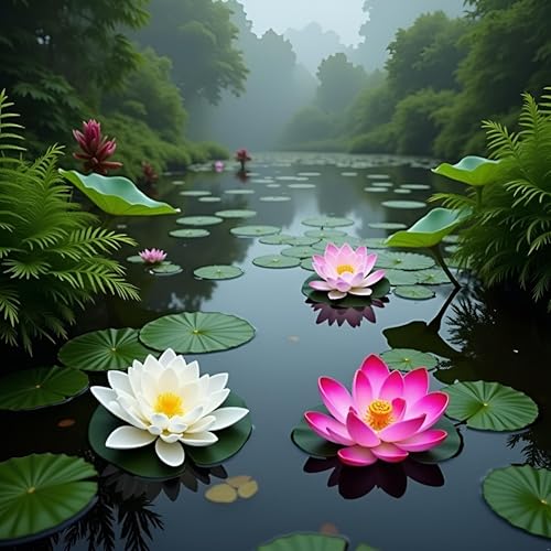 4 Pcs Artificial Water Lily Foam Lotus Flower Pond Decor for Pond Patio Garden Pool Garden Creative Accessories Artificial Plants and Flowers