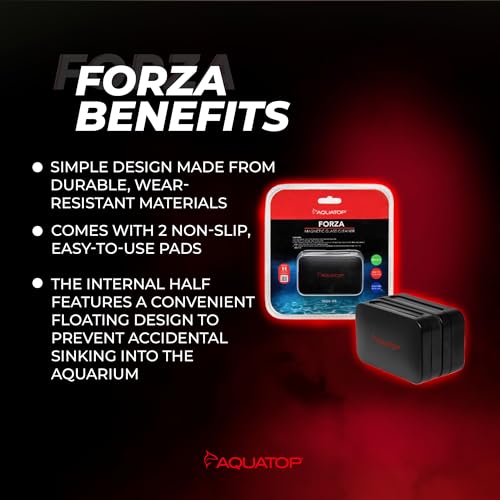 Aquatop Forza Floating Glass Cleaning Magnet 3.35 x 2.09 x 1.57 in – Ideal for 5/16-3/8 in Glass Thickness, Easy Aquarium Maintenance, MGC-08 - size: 3/8" Glass