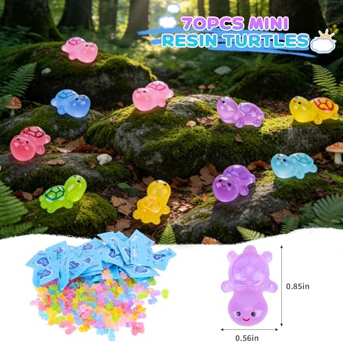 220 PCS Luminous Mini Resin Turtles, Glow in the Dark Tiny Figures, Resin Animals Variety Pack for Classroom, Fairy Garden, Aquarium Decor, Dollhouse & DIY Craft Decor