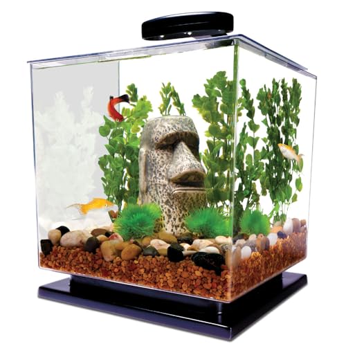 Tetra 3 Gallon Fish Tank, Aquarium Starter Kit with Pedestal Base, LED Light and Filter, For small tropical fish, guppies, goldfish, or betta - size: 3 Gallon