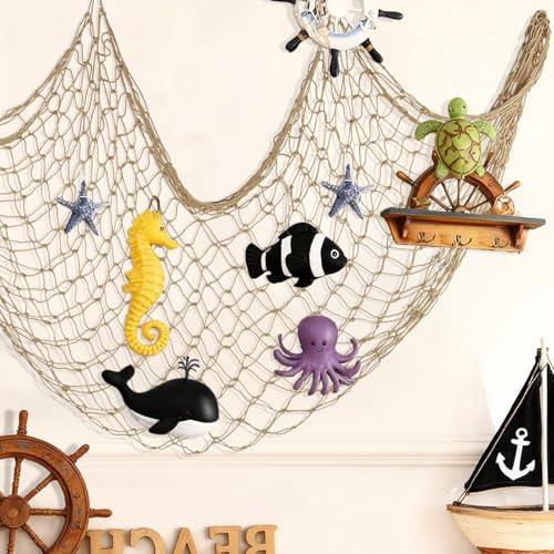 ZUEXT Caramel Decorative Fishing Net 80x40 Inch, Large Picture Fish Net, Wall Photo Hanging Fishnet for Nautical Mermaid Pirate Ocean Themed Hawaii Beach Under the Sea Party Decorations - color: Caramel, size: 80" x 40" - 1 Pack