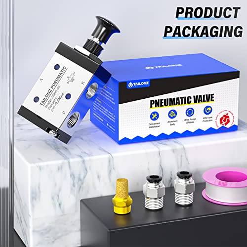 TAILONZ PNEUMATIC 1/4"NPT 3 Way 2 Position Air Hand Lever Operated Valve Pneumatic Solenoid Valve Manual Control Push-Pull 3R210-08 - size: 1/4"NPT, style: 3 Way 2 Position Manual