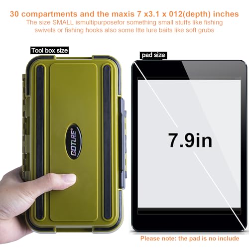 Goture Upgrade Small Tackle Box, Waterproof Fishing Lure Boxes, Fishing Bait Storage Lure Case Bait Plastic Containers Green - color: Upgrade Green(Size: 7.8'' L X 4.2'' W X 1.8'' H)