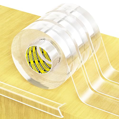 3Pack Clear Edge Protector Strip,1.18in x 16.4FT(49.2FT Total),Sharp Edge Wrap Cover Tape,Self Adhesive Protective Bumper Guards for Cabinet Door Desk Table Furniture,Kitchen Countertop,Waterproof - size: 3 Pack X 1.18in X 16.4ft